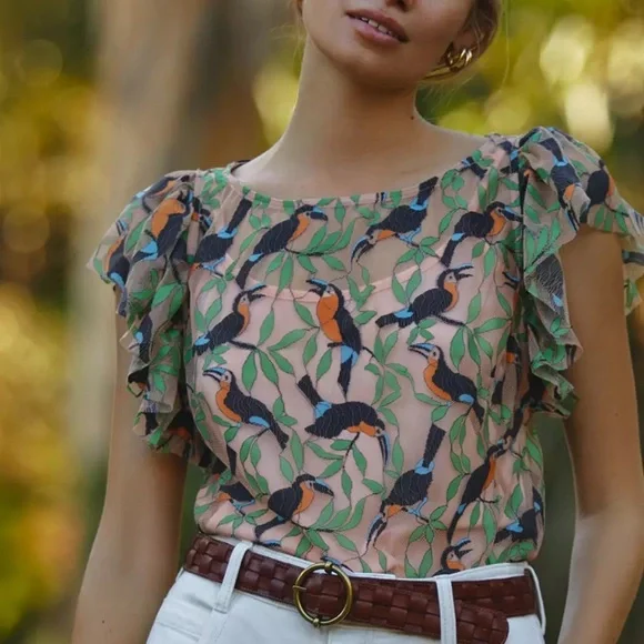 Eva Franco for Anthro Bosque Embroidered Blouse Size S - Picture 8 of 9